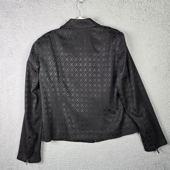 Jones New York Signature Womens Jacket Blazer 12 Black Zipper Sleeves Full Zip - Picture 13 of 16